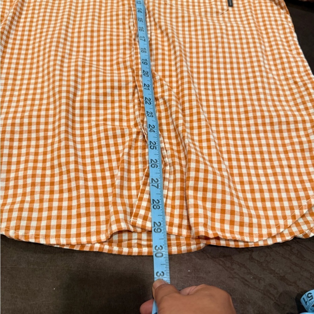 Columbia Men's Orange Plaid Casual Shirt - Picture 7 of 8